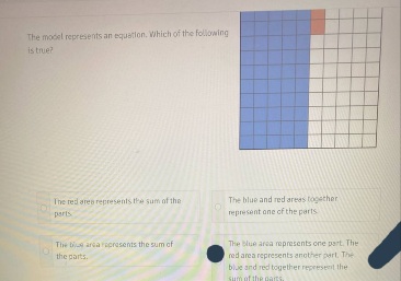 The model represents an equation. Which of the following is true?